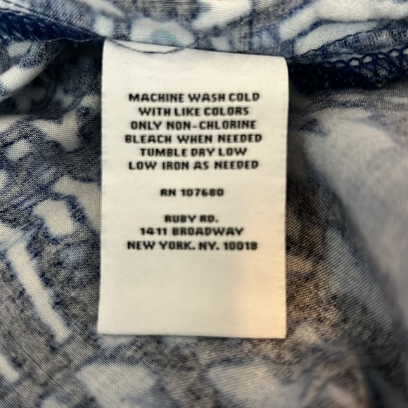 Ruby Road BOHO long vest / duster blue and white ethnic print, Women's 16W - Picture 6 of 12